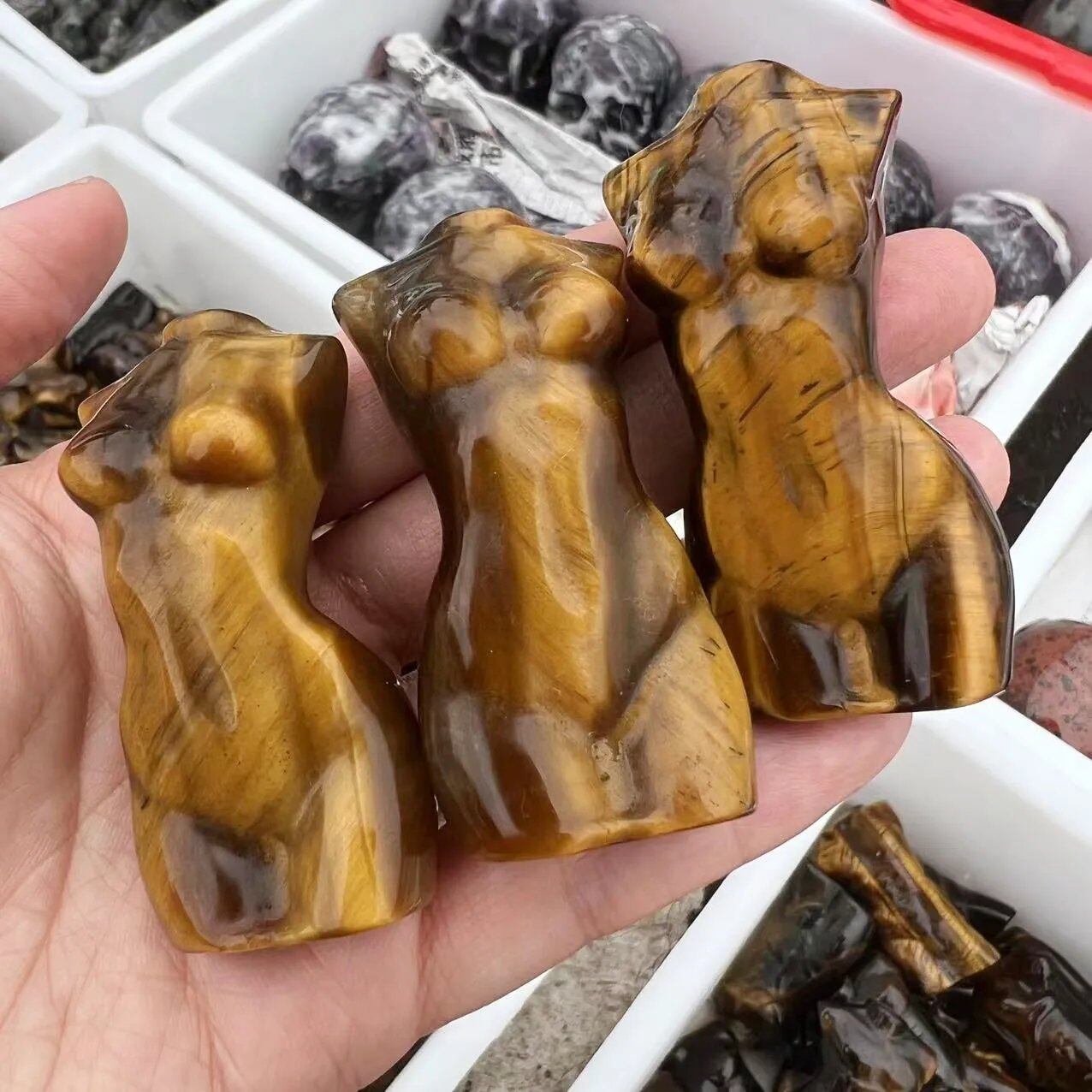 Tiger Eye Stone Carving, Female Model, Reiki Healing, Spiritual Gift, Power Stone, Healing, Size: Parallel Import