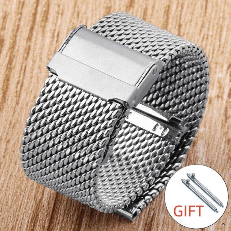 1.0mm Mesh Milanese Watch Band DW for Omega and Seiko, Quick Release Stainless Steel Bracelet, 18mm, 20mm, 22mm, 24mm, Band Color: mm, Parallel Import