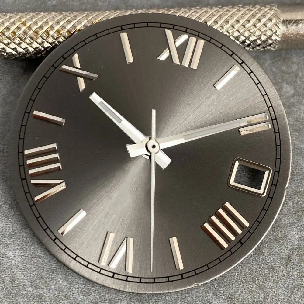MATELION 29mm Steel Roman Numeral Sunburst Dial with Black, Blue, Gold, or Silver Dial, Compatible with NH35 and NH36 Automatic Diver Men's Watches, Parallel Import