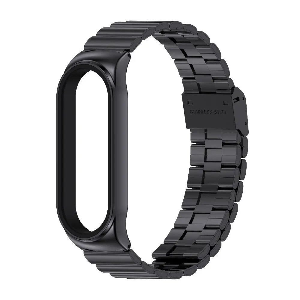 Metal Strap for Mi Band 8/9 - Universal Smartwatch Band Compatible with Mi Band 6/5/4/3, 304 Stainless Steel - Bracelet for Mi Band 7/9, Band Color: Bamboo, Parallel Import