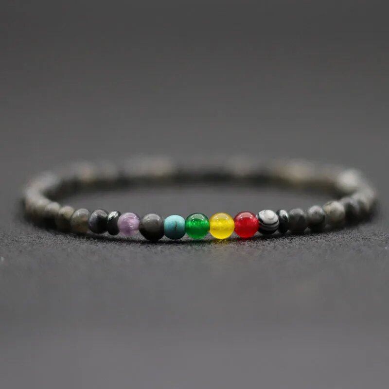 4mm Natural Volcanic Stone Bead Bracelet, Unisex, Minimalist Chakra Bracelet, Meditation Jewelry, Tiger Eye Bracelet, Metal Color: Parallel Import