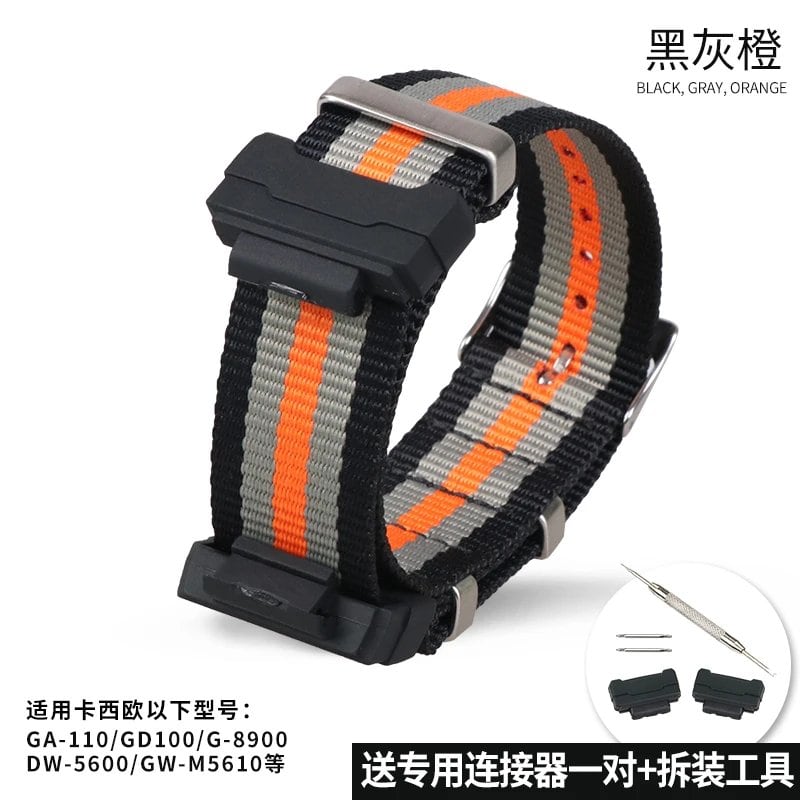 Camouflage Nylon Watch Strap for G-SHOCK - Compatible with CASIO G-SHOCK GA-110/300/DW6900/GD120/G-5600/GW-M5610/GLS8900, Imported