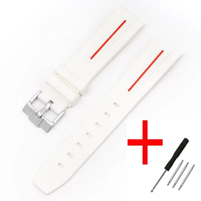 New 20mm Bent End Rubber Watch Strap for Omega Moonwatch, Joint Constellation, Men's Waterproof Sports Watch Band, Band Color: 20mm; Band Width: 20mm, Parallel Import
