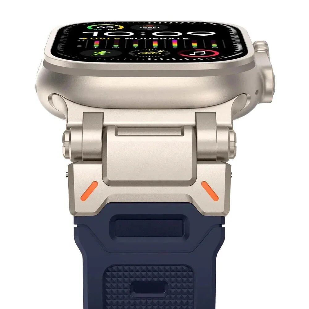 TPU Sport Strap for Apple Watch - Compatible with 10 (46mm), 9 (45mm), and Ultra 2 (49mm). Titanium-colored silicone band for iWatch 8/7/SE/6/5/4 (44mm/42mm). Band Color: mm; Ships from: Parallel Import.