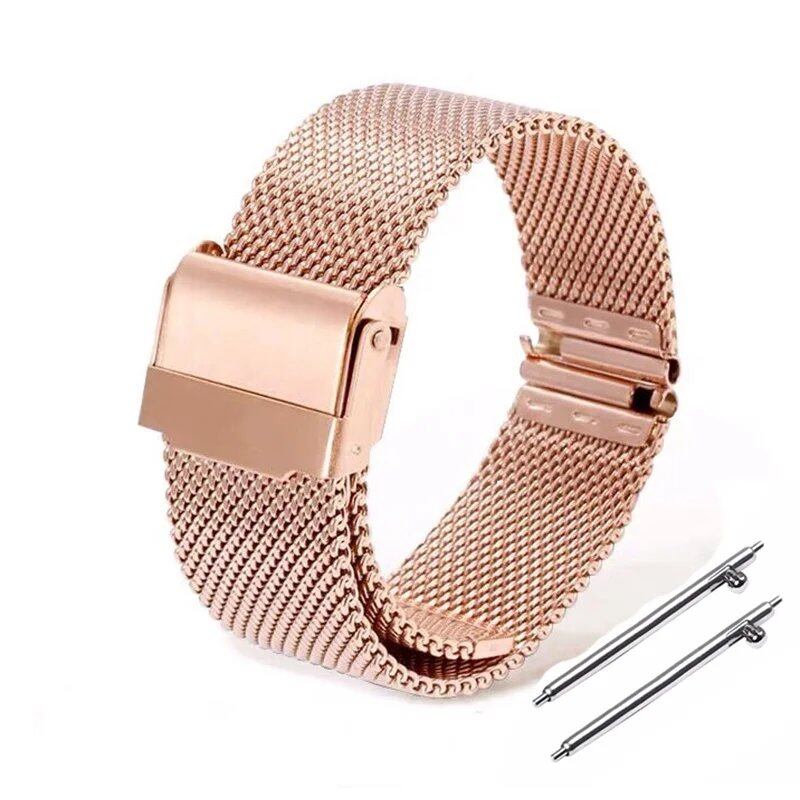 Mesh Stainless Steel Watch Strap, 12, 14, 16, 18, 20, 22mm, Metal Bracelet, Quick Release, 17, 19, 21, 24mm, Universal Loop Wristband, Band Color: mm, Parallel Import