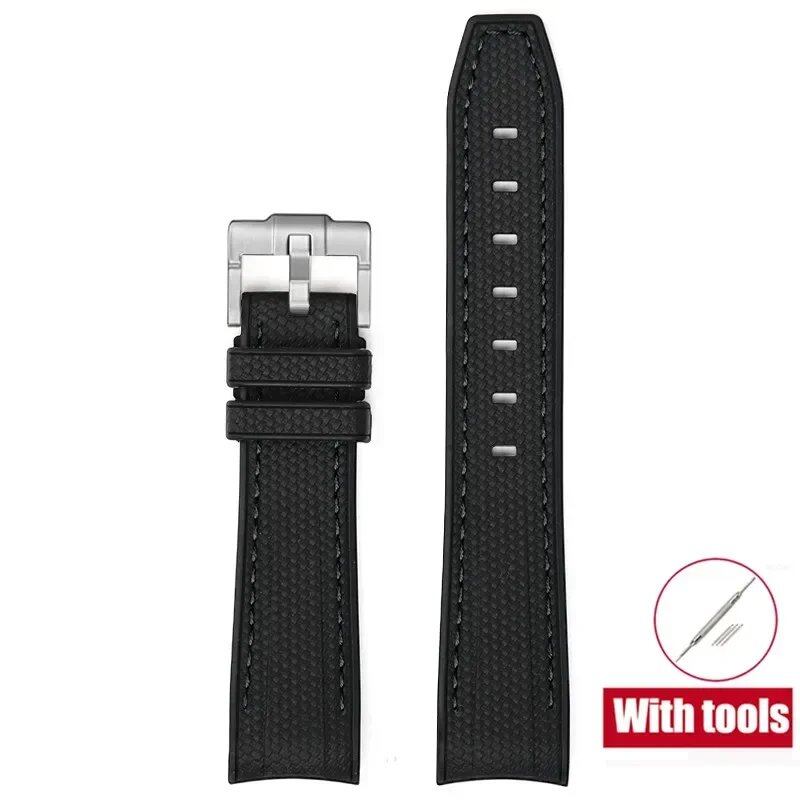 20mm Diving Strap with Curved Ends for Omega and Swatch Moonwatch, Silicone Rubber, Compatible with Rolex, Men's and Women's, Band Color: 20mm; Band Width: 20mm, Parallel Import
