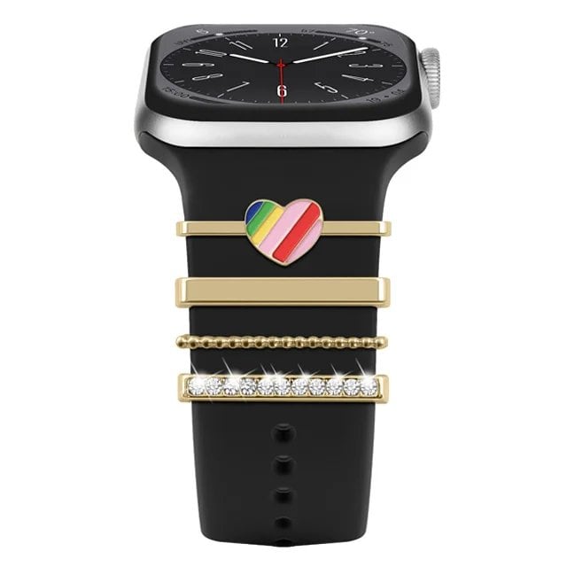 Diamond Jewelry-Embossed Band for Apple Watch Ultra 2, 9, 8, and 7, Compatible with Samsung and Huawei, 20/22mm Bracelet Strap, Band Color: ; Ships from: Parallel Import