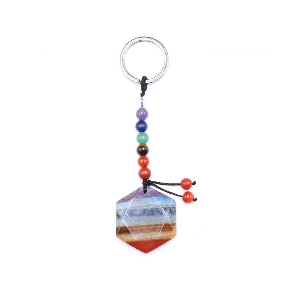 Trendy Hexagram Keychain, Natural Stone Spiritual Key Accessory, DIY Car Gift, Keychain Part, Color: Style 1, Parallel Import.Trendy Hexagram Keychain, Natural Stone Spiritual Key Accessory, DIY Car Gift, Keychain Part, Color: Style 1, Parallel Import.