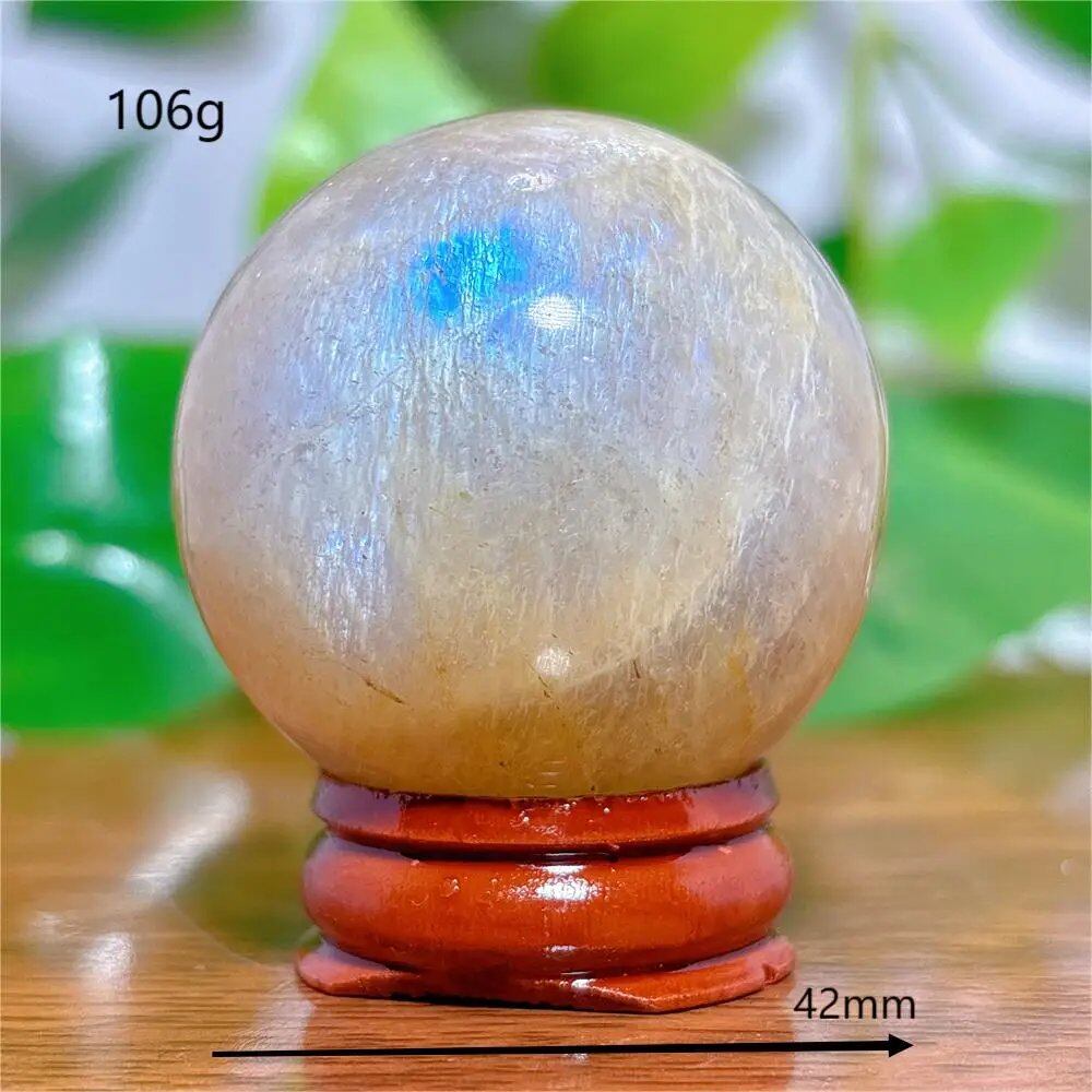 Moonstone Sphere Crystal, Natural Quartz Stone, Home Decor, Mineral, Reiki, Craft, Gift, Energy, Healing, Spiritual, Love, with Stand, Parallel Import