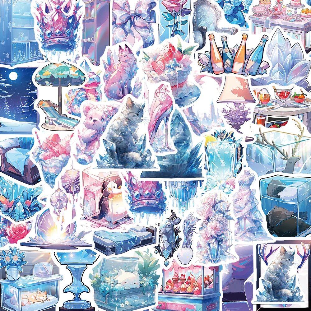 10/30/50-Piece Set of Cute Ice World Stickers, Cartoon Style, INS-Style Decals for Laptops, Planners, and Smartphones, Decorative Graffiti Stickers, Kids Toys, Color: Cartoon, Parallel Import