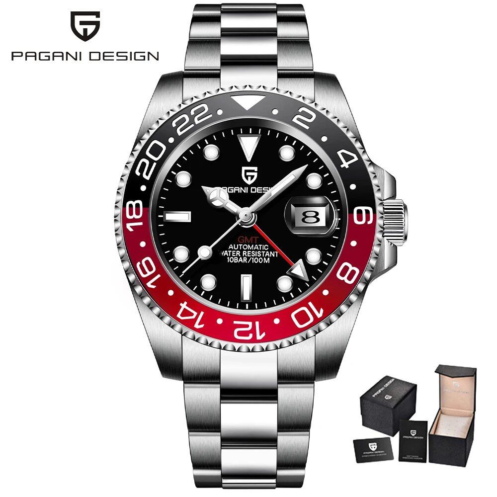 Pagani Design Model 40mm GMT Mechanical Watch with Sapphire and Ceramic Bezel, Automatic, Stainless Steel, 100m Water Resistance, Parallel Import