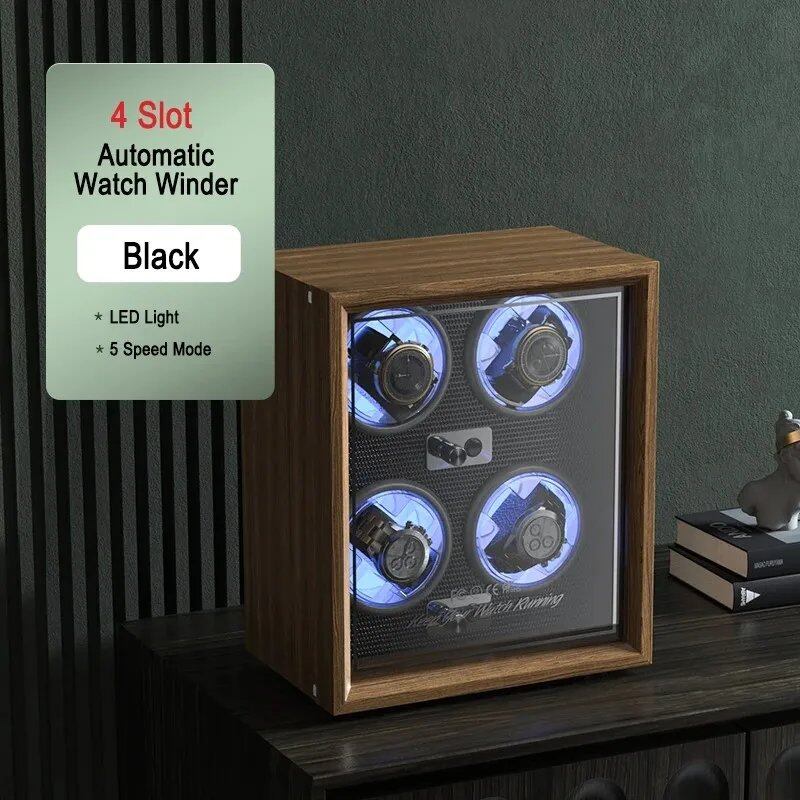 IBBETON Luxury Wooden Watch Winder, High-End 2, 4, or 6 Slot Automatic Watch Box with Mabuchi Silent Motor, Watch Storage Cabinet, Parallel Import