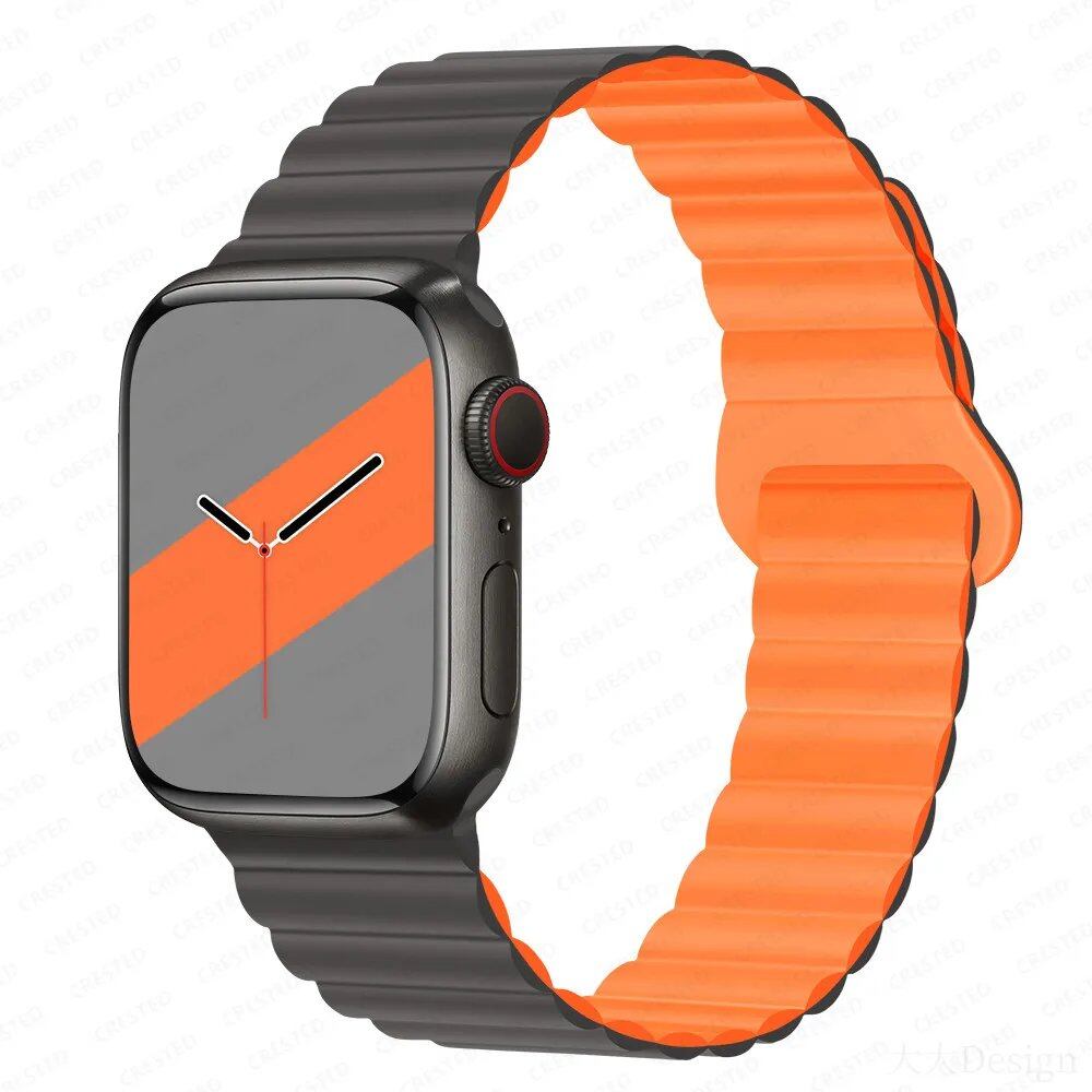 Silicone Loop Magnetic Strap for Apple Watch - Compatible with iWatch Series 8/SE/6/7/Ultra 2/9/10 (44mm/40mm/45mm/49mm/41mm/42mm/46mm) - Band Color: mm; Ships from: Parallel Import