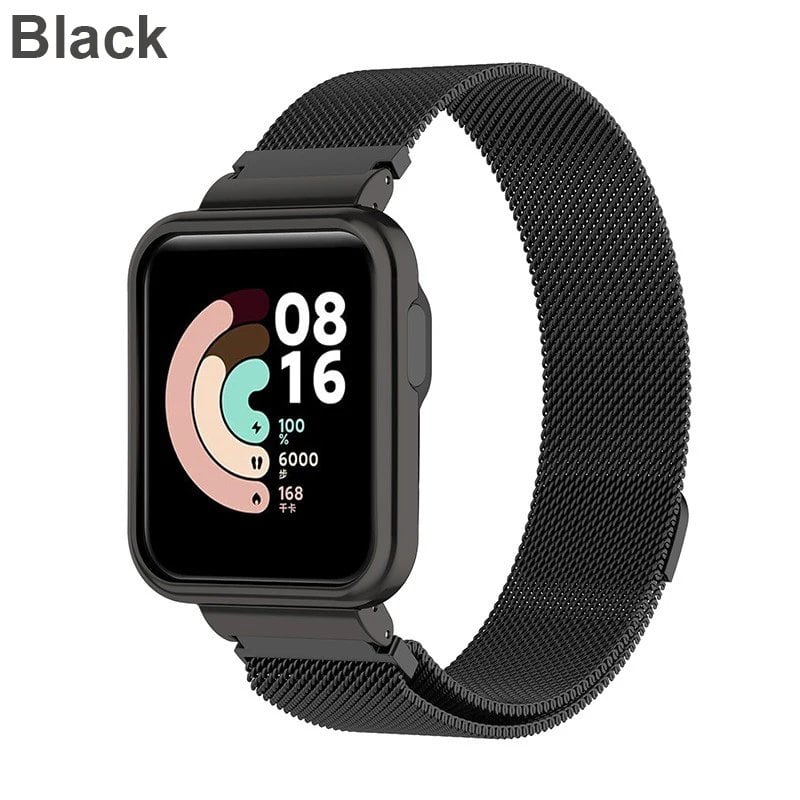 「Xiaomi Mi Watch Lite / Redmi Watch 2 / 3 Active 対応 金属ストラップ バンド - ケースプロテクター&マグネットループ付き 交換用ブレスレット」 サイズ:ストラップ 並行輸入品