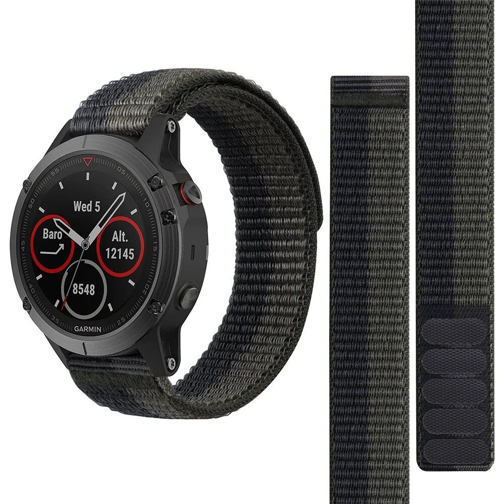 26mm and 22mm Hook-and-Loop Nylon Strap Watch Band for Garmin Fenix 6X/6 Pro/5X/5/7X/7, Epix 2, and Forerunner 965/955/945/935. Band Color: Parallel Import.