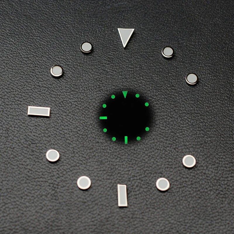Blue-Green Luminous Dial with Hour Index Markers for RLX Sub GMT Men's Watches, Aftermarket Replacement Part, Parallel Import