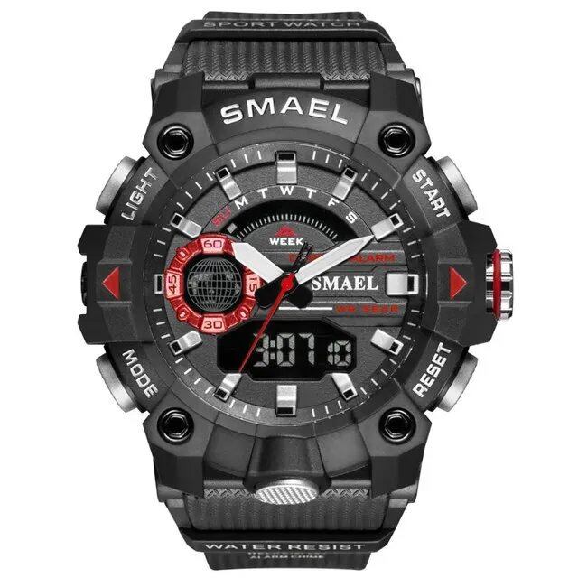 SMAEL Men's Sports Watch, Shock Resistant, 50M Water Resistant, LED Alarm, Stopwatch, Military Style, 8040, Color: Parallel Import