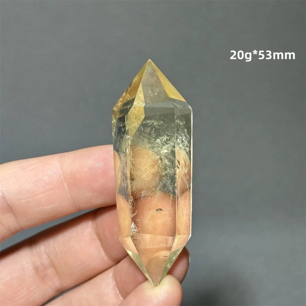 Natural Clear Citrine Double Tip Energy Bar, Reiki Healing Crystal Point, Garden Home Decor, Meditation, Spiritual Color, Parallel Import