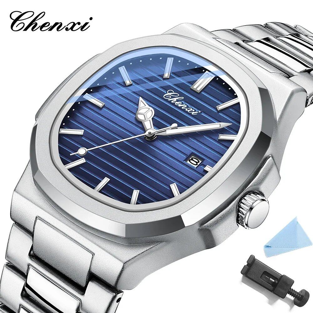 Chenxi 8222 Men's Luxury Gold Stainless Steel Luminous Quartz Watch, Waterproof, Fashionable, Parallel Import