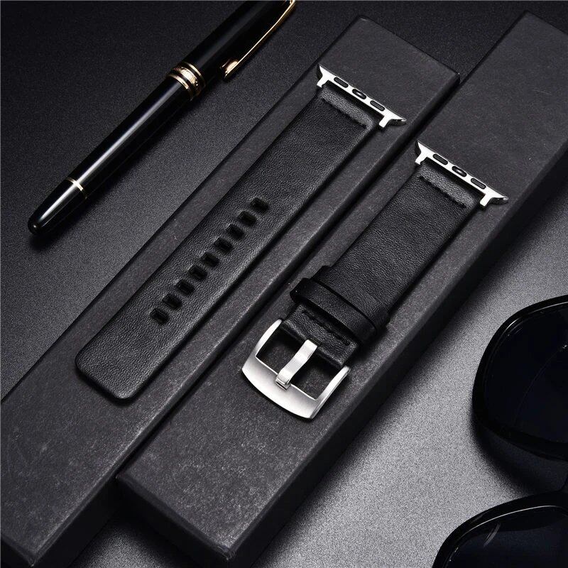 Simple Genuine Leather Strap for Apple Watch Series 8/7/6/SE/5/4/3, 38/40/41mm, 42/44/45mm, Band Color: mm, Parallel Import