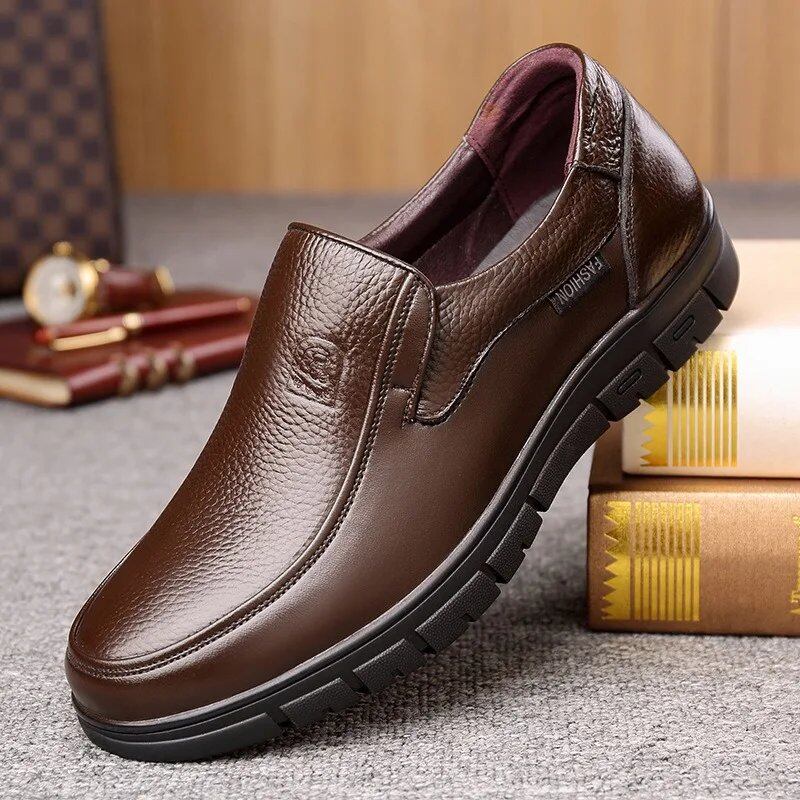 Genuine Leather Men's Casual Shoes, Flat Sole, Walking Shoes, Outdoor Loafers, Breathable Sneakers, Handmade, Parallel Import