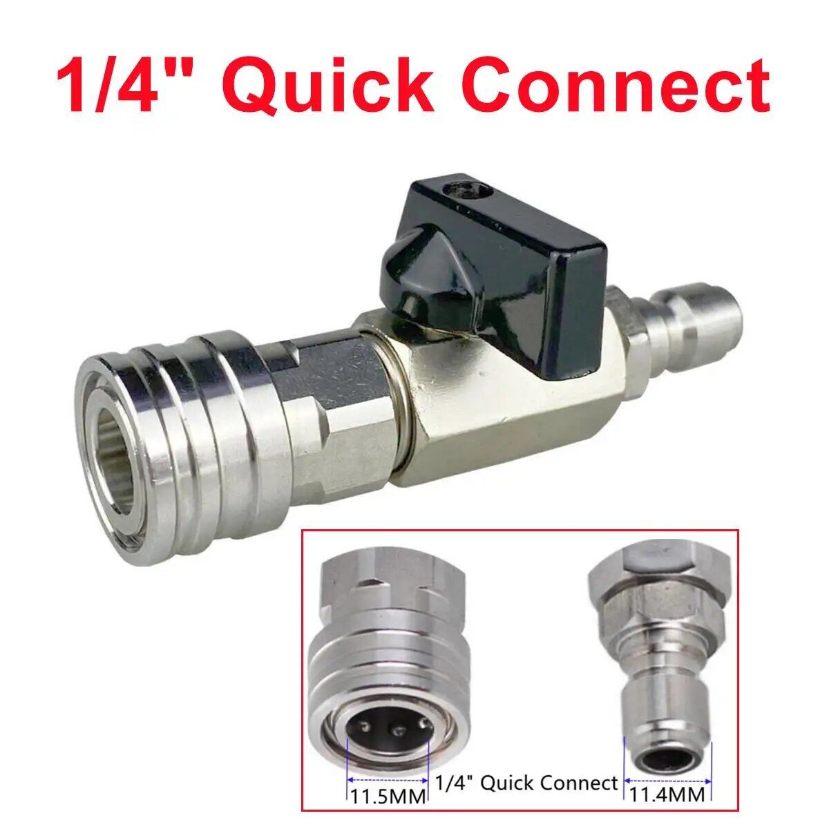 1/4" Quick Connector Ball Valve for Pressure Washers, On/Off Switch, 4500 PSI, Color: Imported