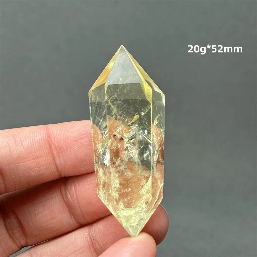 Natural Clear Citrine Double Tip Energy Bar, Reiki Healing Crystal Point, Garden Home Decor, Meditation, Spiritual Color, Parallel Import