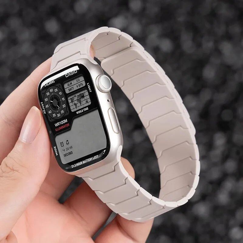 Silicone Band with Magnetic Strap for Apple Watch, Compatible with 46mm, 42mm, 49mm, 45mm, 41mm, 44mm, and 40mm Watches, iWatch Ultra 2/Series 10/9/8/7/6/SE/5/4/3, Band Color: mm, Parallel Import