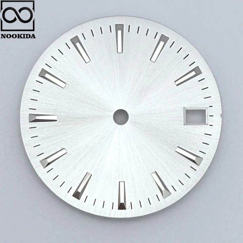 NOOKIDA 28.5mm Sunburst/Frosted Dial Watch with Calendar Window for NH35/NH36/4R/7S Automatic Movements, Color: Parallel Import