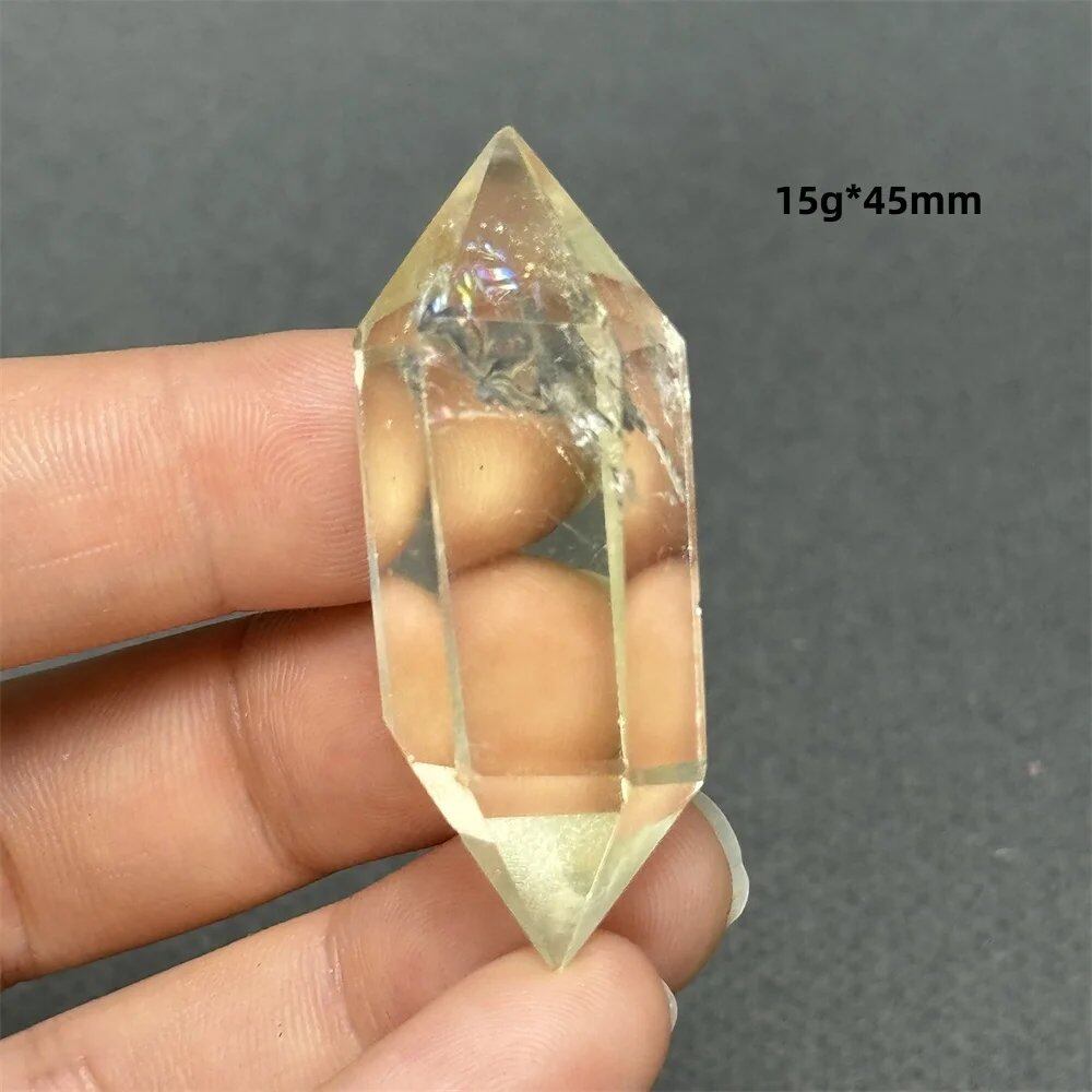 Natural Clear Citrine Double Tip Energy Bar, Reiki Healing Crystal Point, Garden Home Decor, Meditation, Spiritual Color, Parallel Import