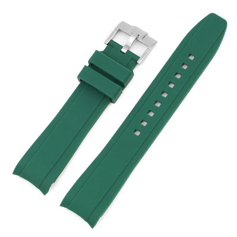 18mm, 19mm, 20mm, 21mm, 22mm Curved End Silicone Rubber Waterproof Universal Strap for Omega Moonwatch Bracelet, Band Color: mm, Parallel Import