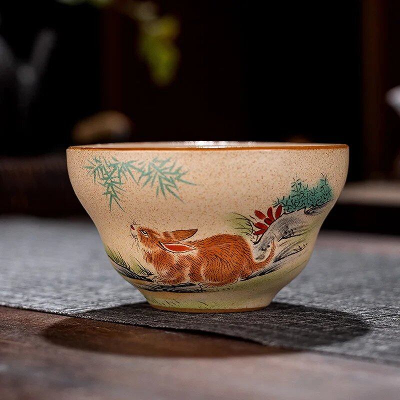12-Style Zodiac Ceramic Teacup Set, Animal Bowls for Tea Ceremony, Tiger Teacups, and Kung Fu Tea Cups; 130ml Capacity, Imported