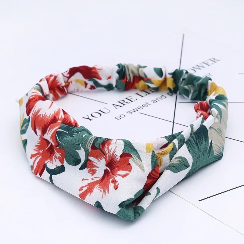 Women's Summer Bohemian Print Headband, Retro Cross Turban, Bandage Bandana, Hair Accessory, Head Wrap, Parallel Import
