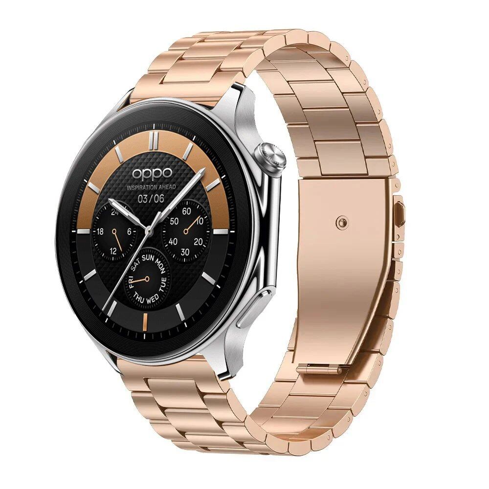 22mm Stainless Steel Metal Bracelet with Folding Buckle for OnePlus Watch 3/2R/2 and OPPO Watch X/X2/4 Pro, Band Color: Parallel Import