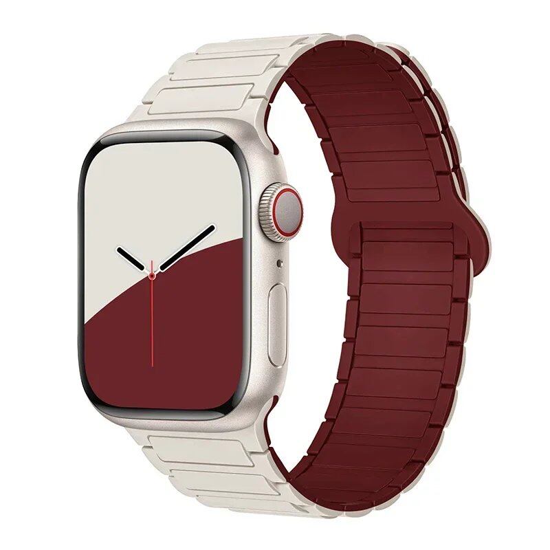 Magnetic Loop Band for Apple Watch, Compatible with 44mm, 40mm, 49mm, 45mm, 41mm, and 38mm Silicone Straps, Compatible with iWatch Series 9/8/7/6/5/4/3/SE/Ultra 2, Parallel Import