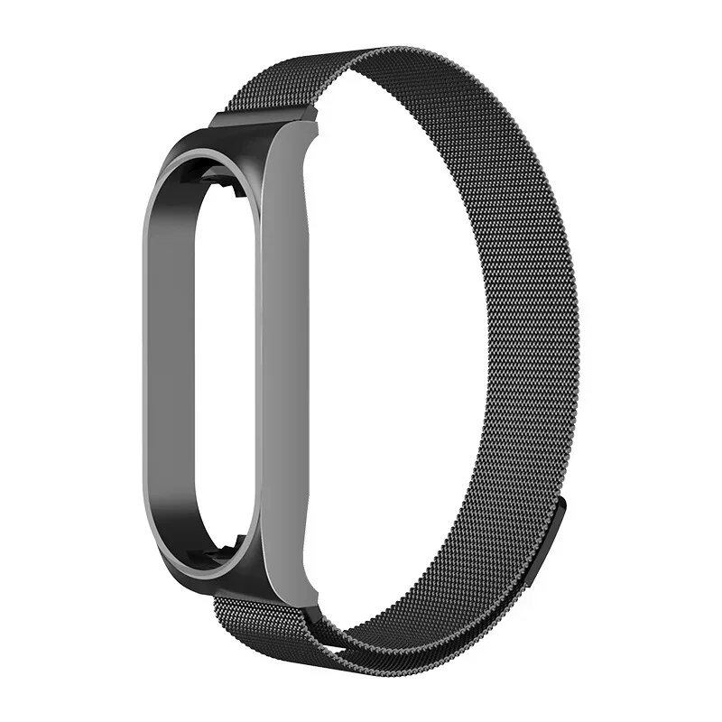 Milanese Loop Strap Compatible with Xiaomi Mi Band 7/6/5/4/3, Stainless Steel Magnetic Bracelet, Metal Wristband for Mi Band 4/3, Size: Mi, Parallel Import