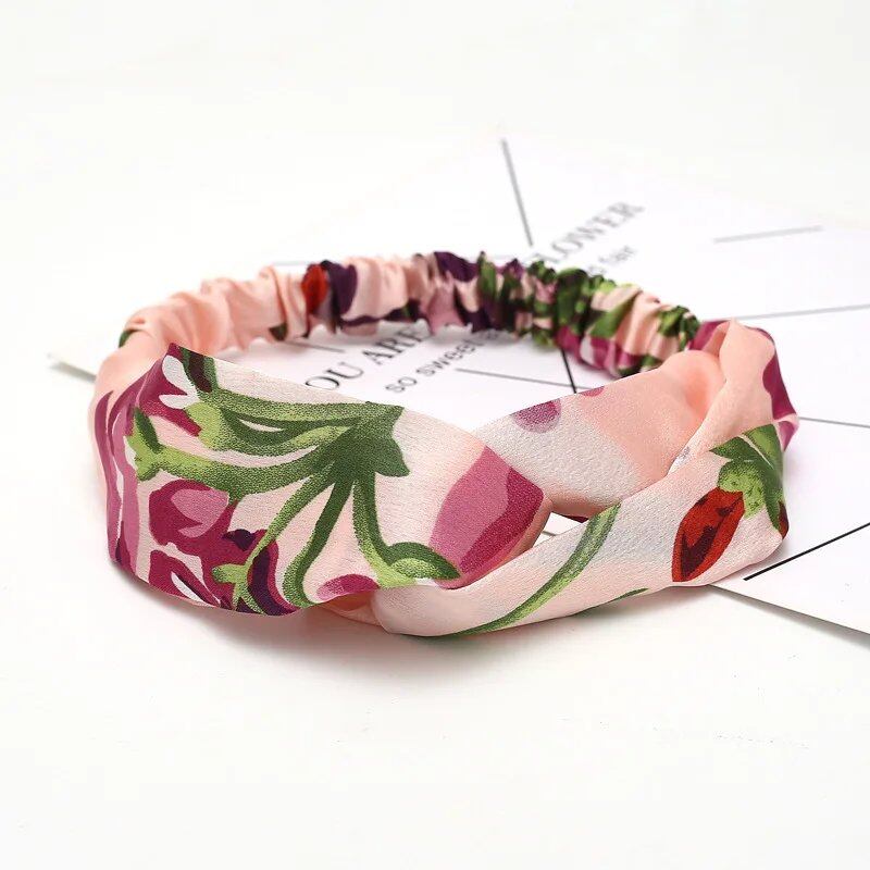 Women's Summer Bohemian Print Headband, Retro Cross Turban, Bandage Bandana, Hair Accessory, Head Wrap, Parallel Import