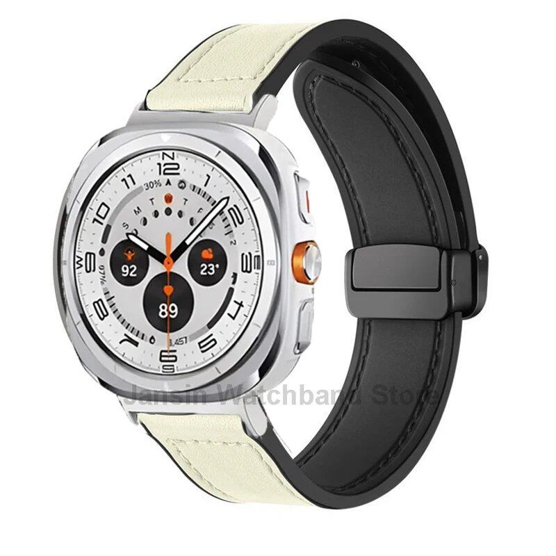サムスンギャラクシーウォッチUltra 47mm用 レザーシリコンブレスレット マグネット式スポーツバンド ウォッチULTRA7 47mm対応 隙間なしストラップ サイズ:ギャラクシーウルトラ 47mm;バンドカラー: 並行輸入品