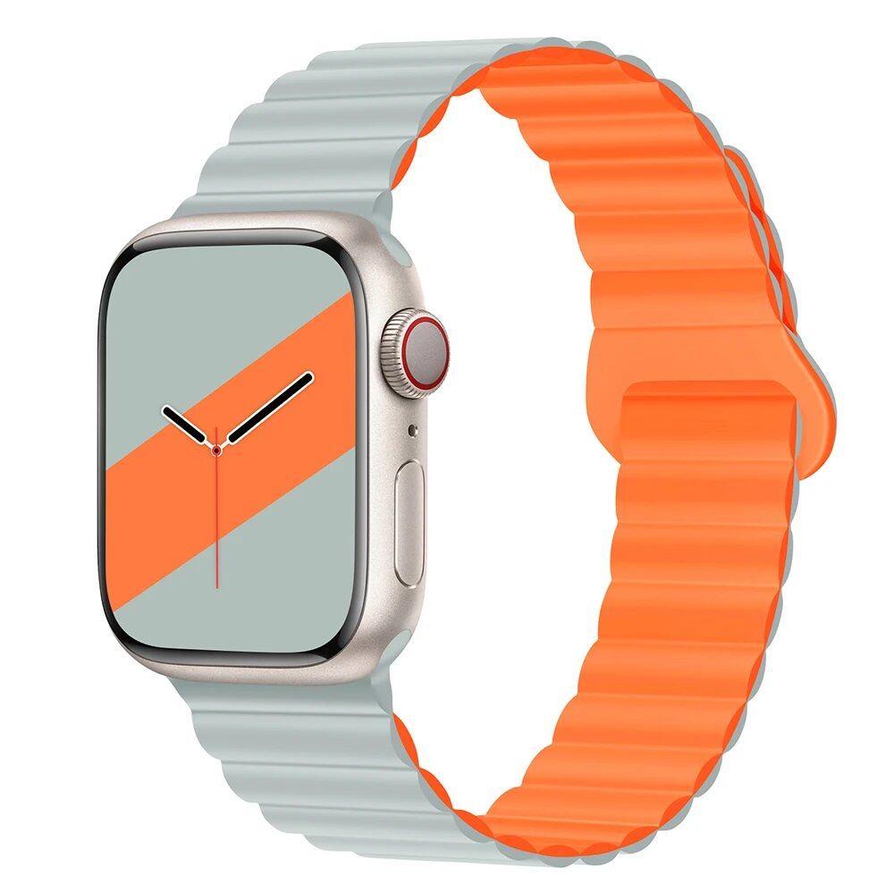 Silicone Loop Magnetic Strap for Apple Watch - Compatible with iWatch Series 8/SE/6/7/Ultra 2/9/10 (44mm/40mm/45mm/49mm/41mm/42mm/46mm) - Band Color: mm; Ships from: Parallel Import