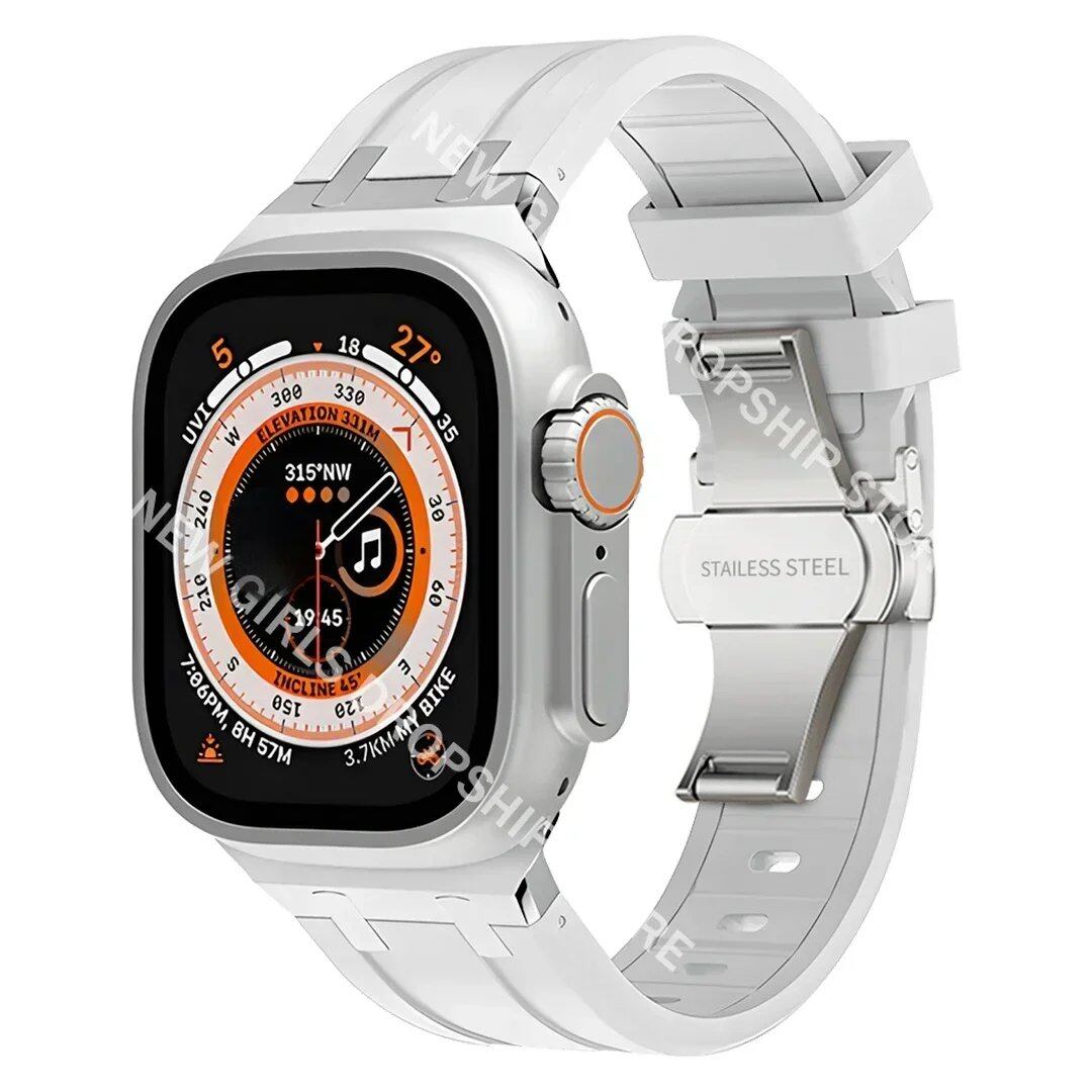 Soft Silicone Strap for Apple Watch Ultra 2/1, Series 10/9/8/7 (49mm/46mm/45mm) - Compatible with iWatch 6/5/4/SE (44mm) - Men's Rubber Band. Band Colors: 46mm, 44mm, 45mm, 49mm. Parallel Import.
