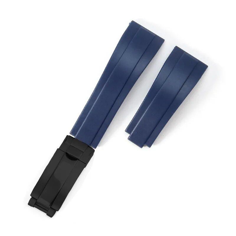 20mm Curved Soft Silicone Watch Band for Rolex Oysterflex - Men's and Women's Sport Bracelet with Folding Buckle, Band Color: 20mm; Band Width: 20mm - No Logo, Parallel Import