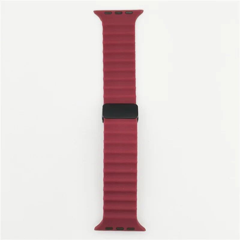 Magnetic Buckle Strap for Apple Watch - Compatible with Ultra 2/SE/Series 3-9, 49mm/45mm/44mm/40mm/41mm/38mm/42mm Silicone Bracelet, Band Color: mm, Parallel Import