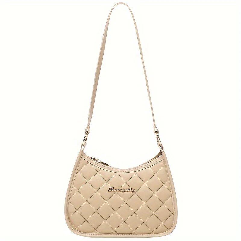 #242 Lombus Quilted Underarm Bag, Women's Hobo Bag, Cute and Fashionable, Small Single Shoulder Bag with Zipper, Casual Shoulder Bag (21), Parallel Import