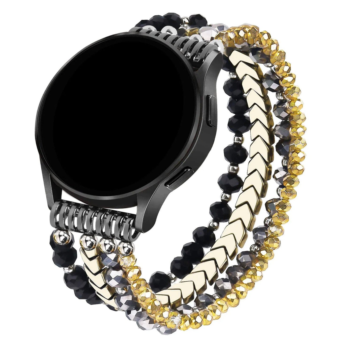 20mm Handmade Fashion Elastic Crystal Beaded Band for Samsung Galaxy Watch 6/5/4 (40mm/44mm) and Galaxy Watch Active 2 (42mm/46mm) - Women's Band Color: Parallel Import
