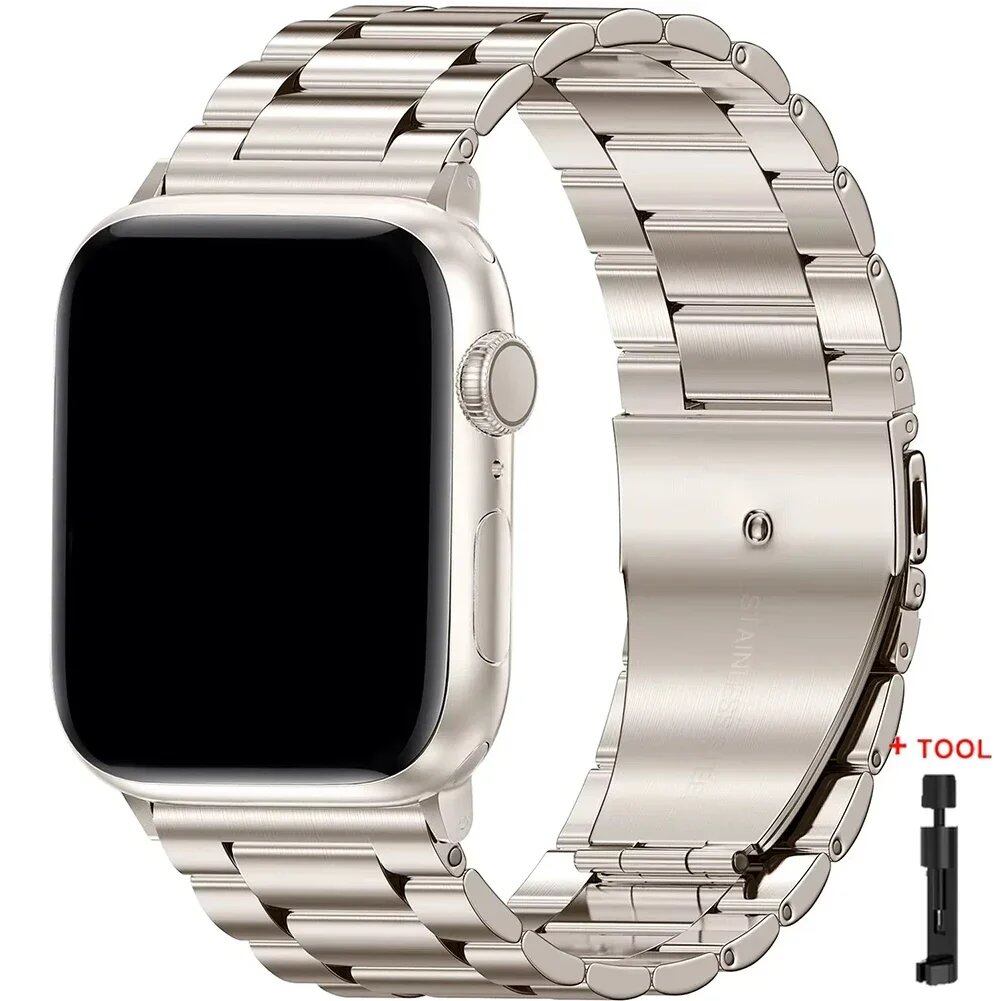 Stainless Steel Metal Band for Apple Watch Ultra 2 (49mm), S10 (46mm), 42mm, 45mm, 41mm, and 44mm - Compatible with iWatch Series 10, 9, 8, 7, SE, 6, 5, 4, and 3. Band Color: Imported