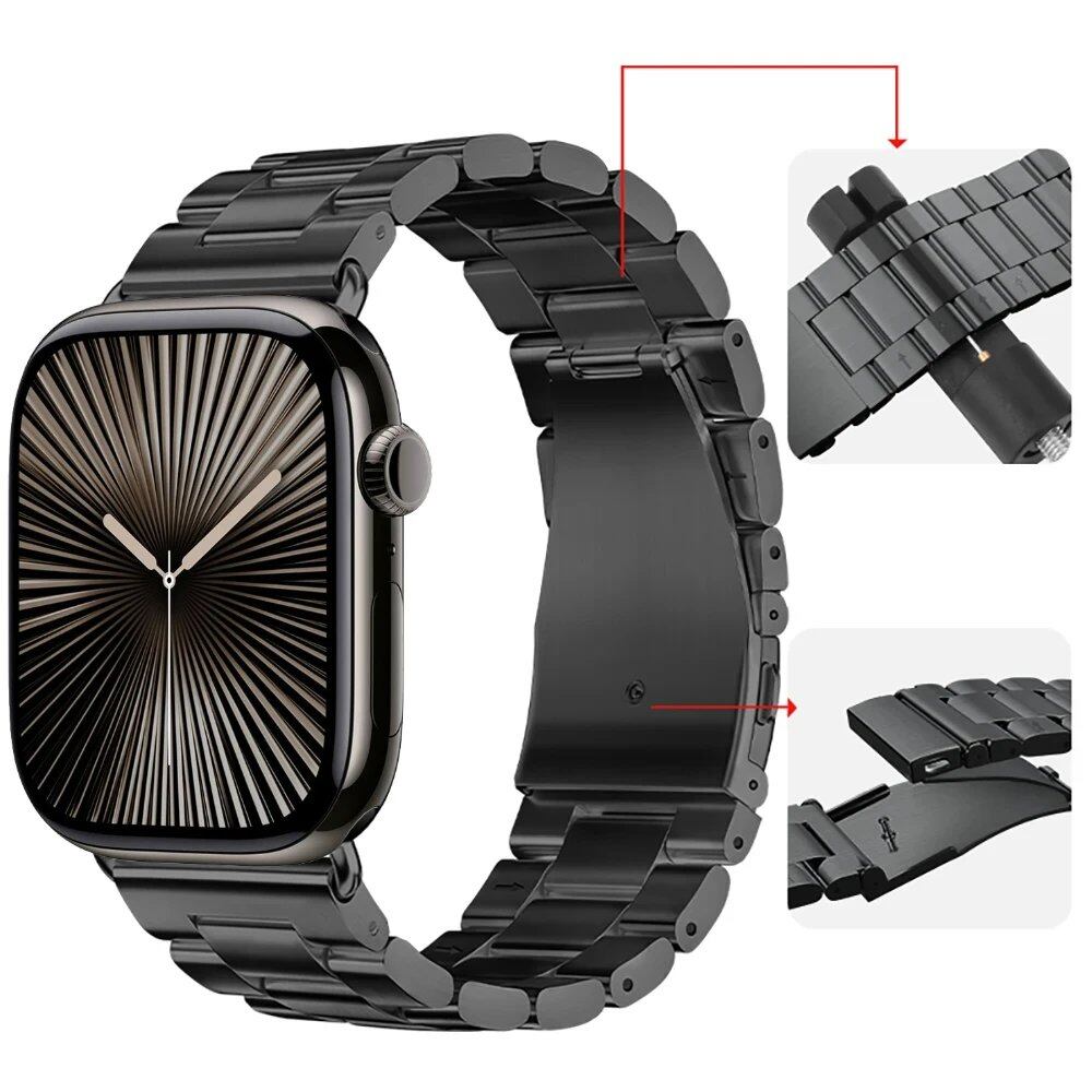 Stainless Steel Metal Strap for Apple Watch, Compatible with 46mm, 42mm, 44mm, 40mm, 45mm, and 41mm iWatch Series 10/9/8/7/6/SE2/Ultra (49mm), Band Color: Parallel Import