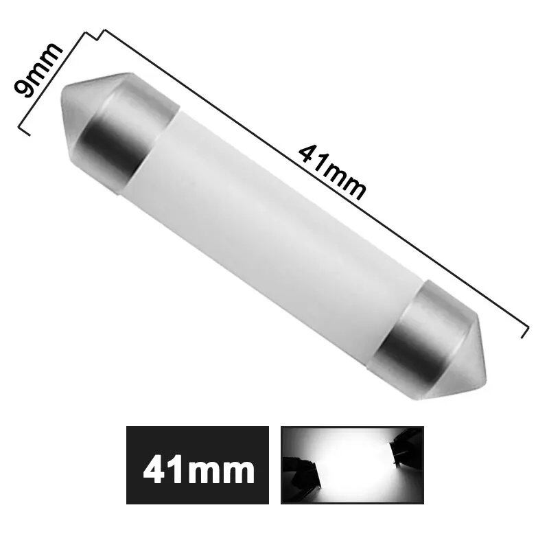 Pack of 1/4/10 C5W LED Bulbs, Festoon, 31mm, 36mm, 39mm, 41mm, C10W COB, 12V, 6500K White, for Car Interior Lights, Trunk Lights, License Plate Lights, Illumination Color: Parallel Import