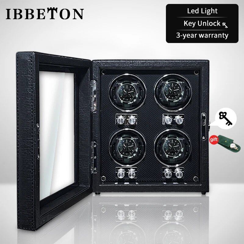 IBBETON Luxury Wooden Watch Winder, High-End 2, 4, or 6 Slot Automatic Watch Box with Mabuchi Silent Motor, Watch Storage Cabinet, Parallel Import