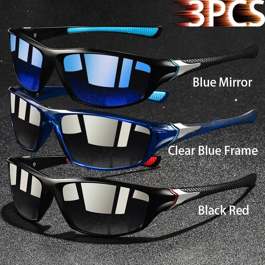 Set of 1, 2, or 3 Retro Sports Sunglasses for Men and Women, Ideal for Fishing, Running, Cycling, Climbing, and Outdoor Sports, UV400 Protection, Anti-Glare Lens Color: Parallel Import