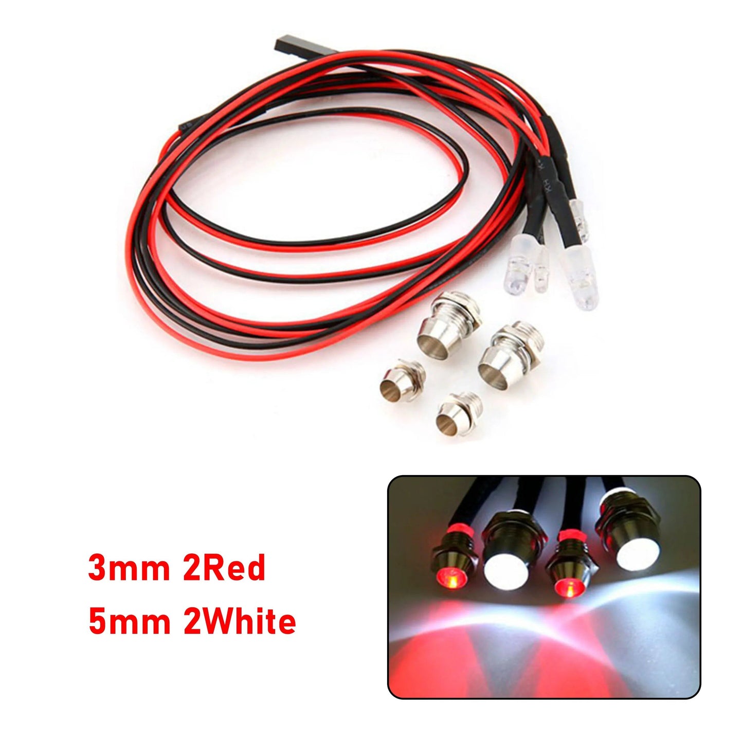 1/10, 1/8, 1/12 Scale RC LED Light Kit with Headlights and Taillights - Compatible with Traxxas, HSP, HPI, MN99, MN90, and WLtoys RC Cars, Trucks, Crawlers, and Drift Cars. Color: Parallel Import